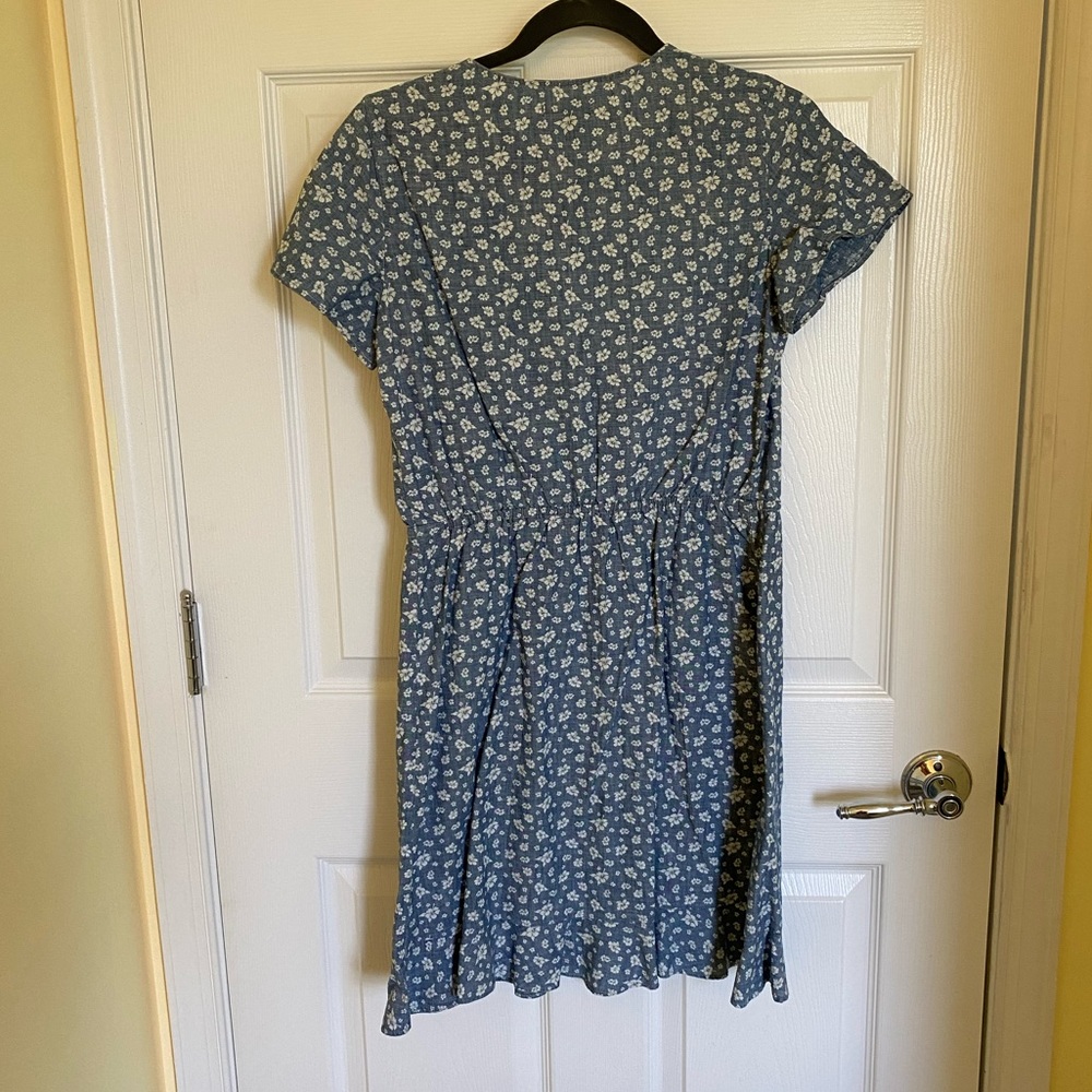 J. Crew Blue Chambray 100% Cotton Faux Wrap Dress size XXS - Picture 4 of 16